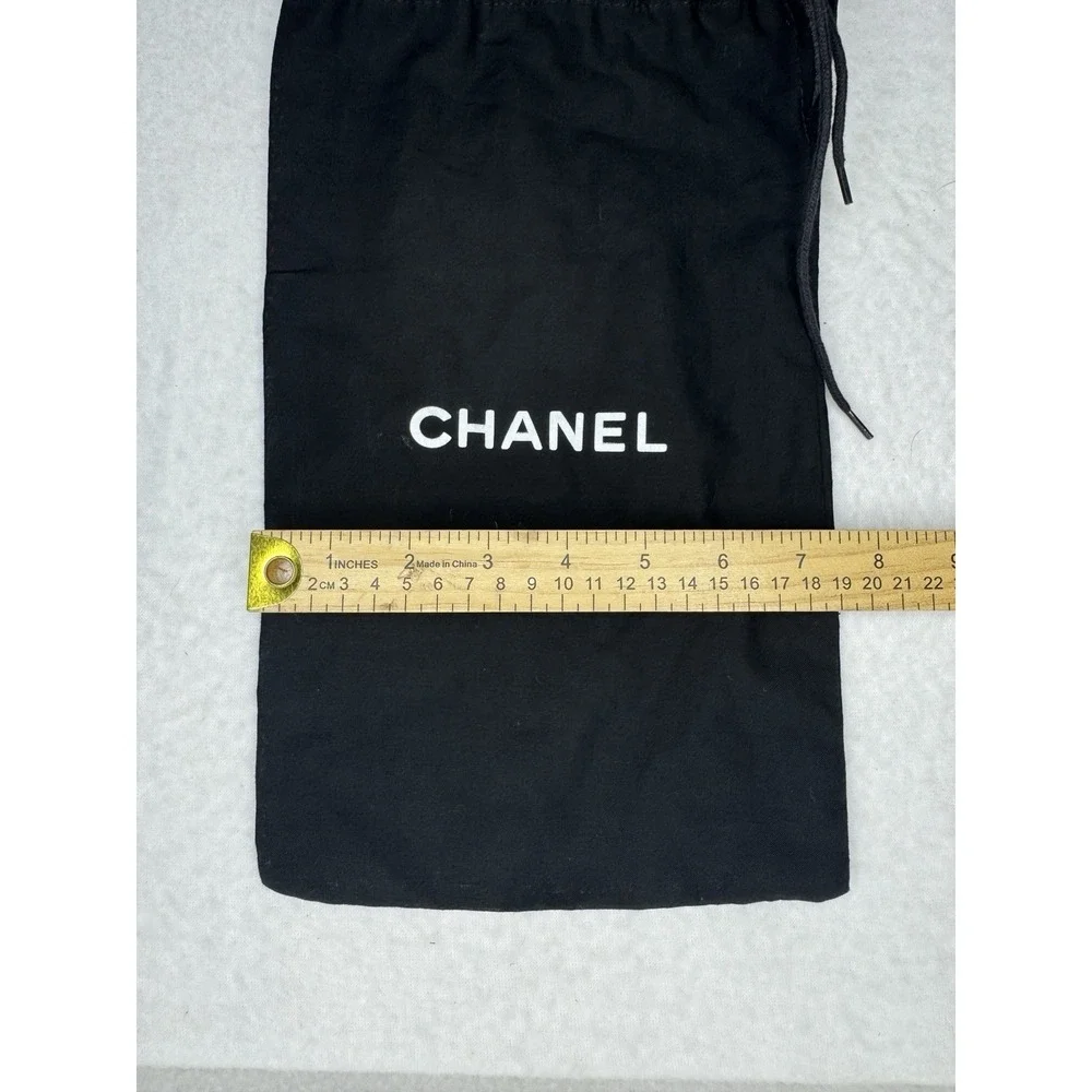 Authentic CHANEL Dust Bag Black Logo Luxury Travel Drawstring Storage‎ Bag 12x7